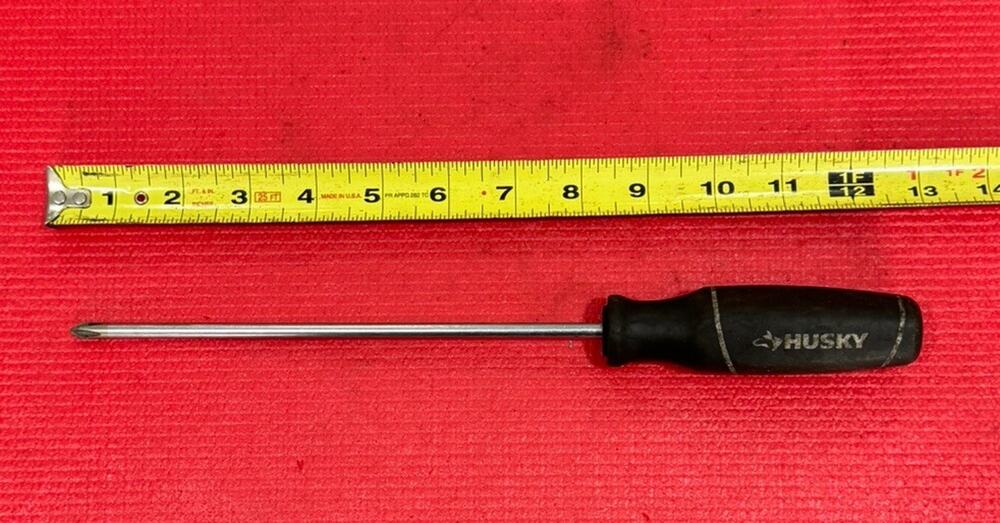 Vintage Husky Tools 12.5" Long Philips Screwdriver Black Cushioned Grip